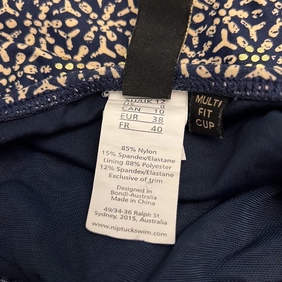 BOND EYE ONE PIECE SWIMSUIT Nip Tuck Shirred Maillot Stripe Size 8 - Picture 8 of 8